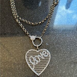 Genuine Diamond LOVE Heart Pendant Necklace